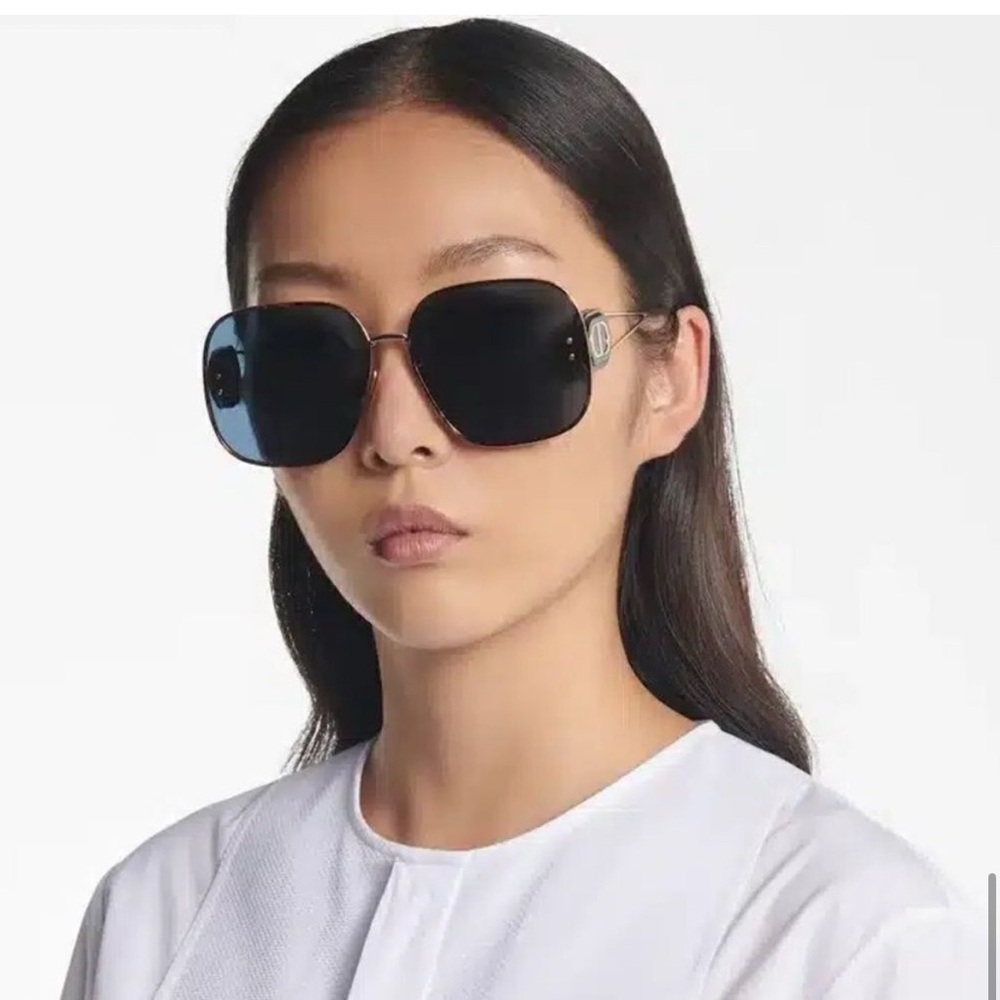 DIOR Havana Brown/Blue Square Oversized Sunglasses - Picture 5 of 6